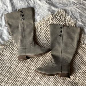 Wide Calf Nora Button Trim Tall Boot - taupe